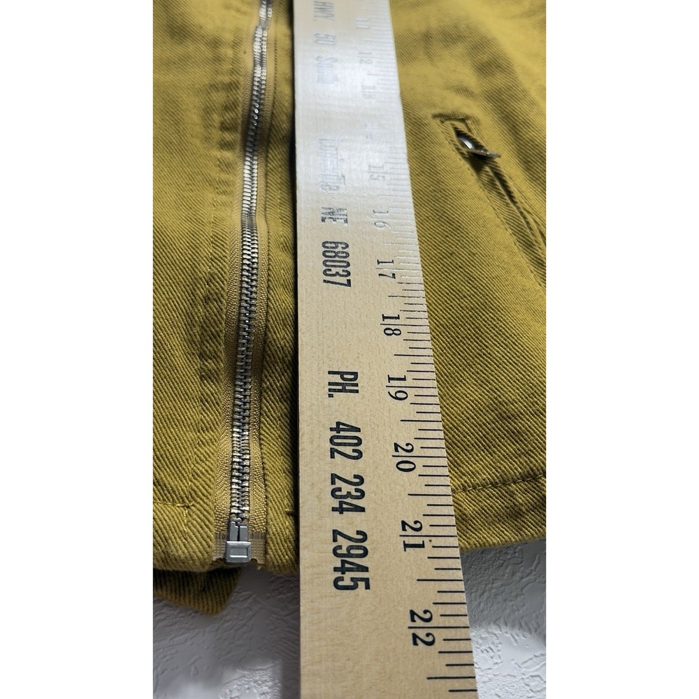Carly Jean LA Women Small Asymmetrical Zip Moto Jacket Mustard Yellow Cropped - Picture 7 of 9